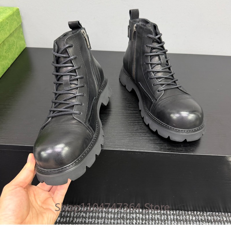 Leatherwork Designs - Botas de Tobillo de Motociclista para